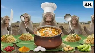बंदरों ने बनायी जंगल व्हेज बिर्याणी 😲🔥 | Monkey Jungle Cooking