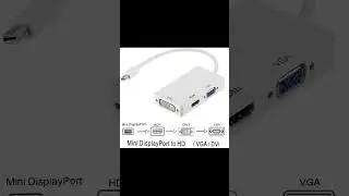 Mini DisplayPort thunderbolt to DVI VGA HDMI 3 In 1 Adapter #shorts