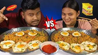 Biggest Thali Spicy Maggi Eating Challenge | Maggie With Sunny Side Up Eggs Eating Challenge