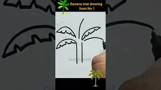 Easy Banana Tree Drawing from No 1 #drawing #numberdrawing #youtubeshorts #viral #shorts
