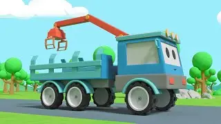 木材運輸車去裝木頭