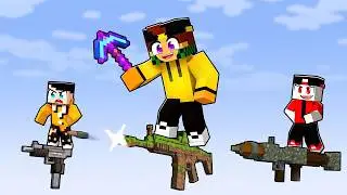 SURVIVE IN A SINGLE BLOCK OF WEAPONS 1vs1vs1