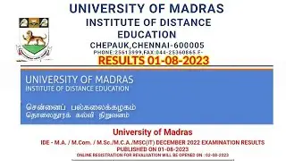 UNIVERSITY OF MADRAS UNOM IDE: RESULTS PUBLISHED 01-08-2023 || RESULT LINK|| MINIMUM PASS MARK