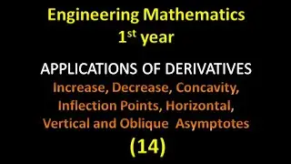 Mathematics Lectures 14: Increase, Decrease, Concavity, Inflection Points, and the Asymptotes
