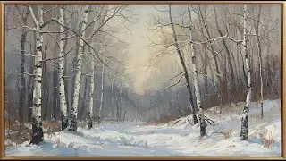 Birch Forest in Winter ❄️ 4K Frame TV Art | Calm Nordic Winter Landscape