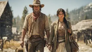 Wild West Couple Walking Through Frontier Town