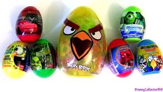 Angry Birds Toy Surprise Eggs SHREK, Pixar Cars Disney Monsters University, SpongeBob