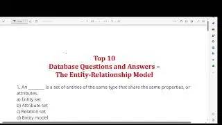 Database Questions & Answers MCQ | Entity Relationship Model
