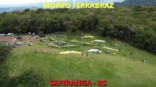 Vistas de Drone do Morro Ferrabraz, o Santu&aacute;rio do Voo Livre em Sapiranga - RS.