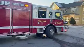 Rescue 45 responding to a FIRST DUE Working Fire