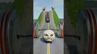 Cars & Capsule Bus vs Chained Hydraulic Crush - BeamNG.drive