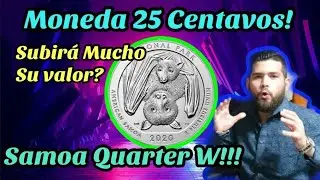 Moneda de 25 centavos 2020🦇💲 ¡Subirá de valor! Samoa Quarter W - Moneda del murcielago VALE DINERO