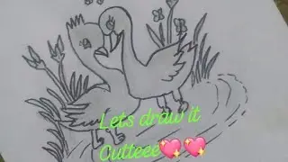 Drawing of couple of ducks making heart hyeee💖💖🤌🏻🤌🏻😌😌