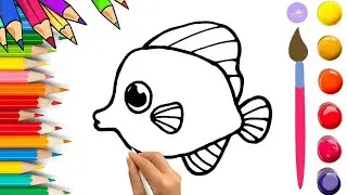 How To Draw cute Fish Cloud Drawing, Painting & Coloring For Kids and Toddlers_🌈🎨