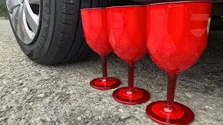Experiment Car vs Red glasses! Experiments and Crunch things with car