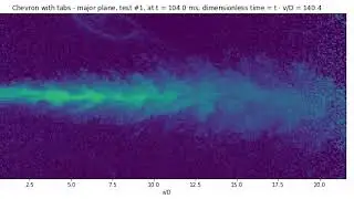 Starting free jet visualized by mie-scattering: Chevron nozzle - major plane shot 1
