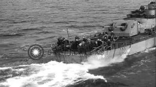 Destroyer Minelayer (DM), USS Thomas E Fraser lays mines off the Atlantic coast. HD Stock Footage