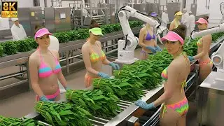 Inside the Water Spinach Factory 🥬 | From Fresh Harvest to Packed Greens (Full Process)