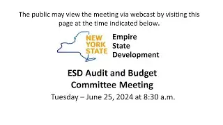 ESD Audit and Budget Committee Meeting - June 24, 2024 | NYS | ESD