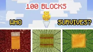 BED vs HAY BALE vs HONEY BLOCK (100 Blocks Tower Challenge)