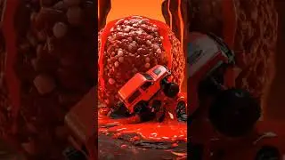 Crazy Adventure: Tiny Car in Lava Sauce Canyon#miniatureworld #shorts