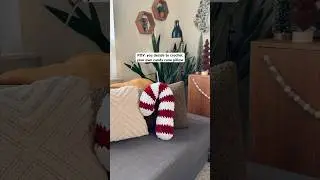 CROCHET CANDY CANE PILLOW ❤️🙌 this #beginnerfriendly DIY is a must try! #diydecorideas