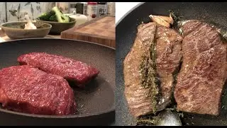Стейк дома на сковороде | Мраморное мясо