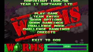 Worms (1995) Titelbildschirm & Hauptmen&uuml;