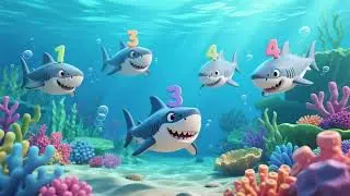 Five Little Sharks &ndash; Baby Shark Counting | Nursery Rhymes & Kids Songs 🦈🔢🎵