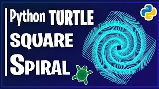 How to Draw Square Spiral using Python Turtle | Python Turtle Graphics Tutorial | Turtle Design