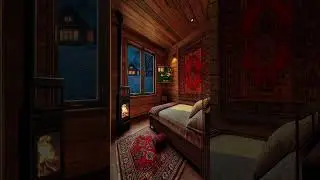 Healing Winter Ambiance, Cozy Cabin Bedroom, Snowfall, Fireplace & Sleep Aid ❄️🔥