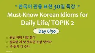 Must-Know Korean Idioms for Daily Life/TOPIK 2 한국어 관용 표현(Day6/30)