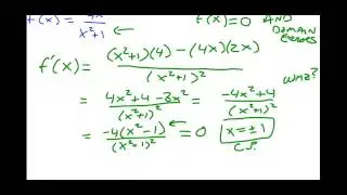 Calculus - Critical Points and Derivatives using Quotient Rule