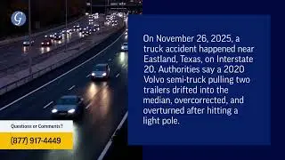 Alejandro Vazquez Dies, Gustavo Martinez Hurt in Semi-Truck Rollover on I-20 near Eastland, TX