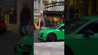 Green Goblin on Cobblestones: The Audi R8 in its Element. 🟢 #audi #audir8  #r8v10