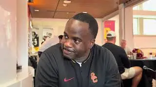 USC RBs coach Anthony Jones Jr. reviews the spring at the Trojans’ media brunch