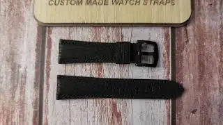 Black Full Grain Sharkskin Leather Strap For Sidewinder Spitfire Mens Pilot Watch