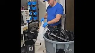 commercial cleaning services Jeffersonville Indiana. pulling trash at a medical facility.
