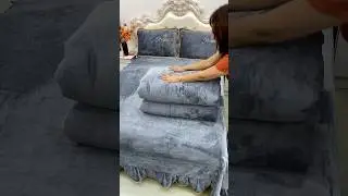 Soft & Stylish Grey Velvet Bedsheet Set 💎 | Modern Home D&eacute;cor Ideas #shorts