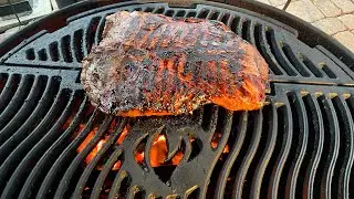 Beef Flank Steak Cooked on a Charcoal BBQ