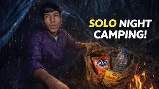 | Night Camping|Solo camping 🥵 |पैंथर आ गया🐆रात मे अकेले| Village Hacker|24 घंटे अकेले| बारिश आ गयी 