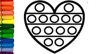 How to draw POP IT toys in heart shape and color for kids