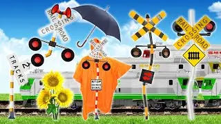 【線路アニメ】嵐の日に仕事に行く🎈🎈🎈Expanding railroad crossing