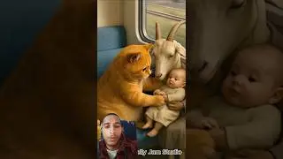 Orange cat with baby story video cartoon ai animation animal goat #funny #cartoon  #trending
