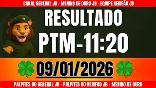 Resultado da loteria PTM 11:20 Jogo do Bicho de Hoje 09/01/2026 - AO VIVO