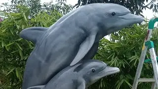 dolphin sculpture, statue art work