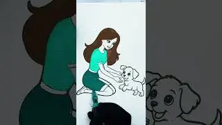 Satisfying Woman and Dog Art 🐶💛 | No Talking ASMR #shorts