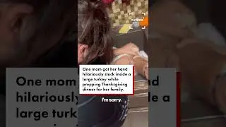WATCH: Hilarious Moment Mom Gets Her Hand Stuck in Turkey #shorts