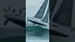 Racing Yacht Jumps a Giant Wave 🌊⛵ | Epic Sailing Moment #racingyacht #flying #waves #oceanwonder