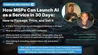 How MSPs Can Launch AI Offering in 30 Days: How to Package, Price, Sell It